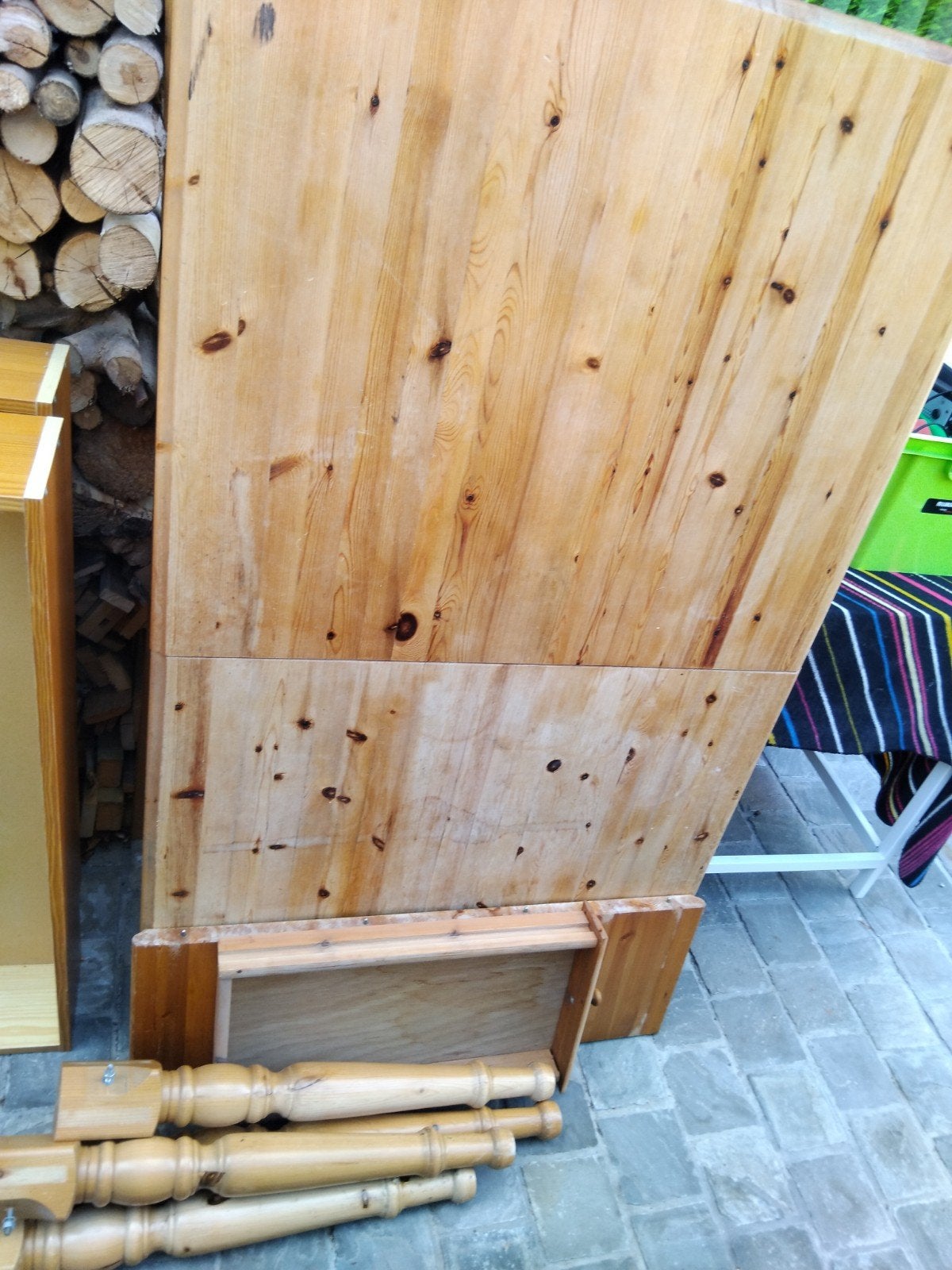 grenen tafel, Ophalen
