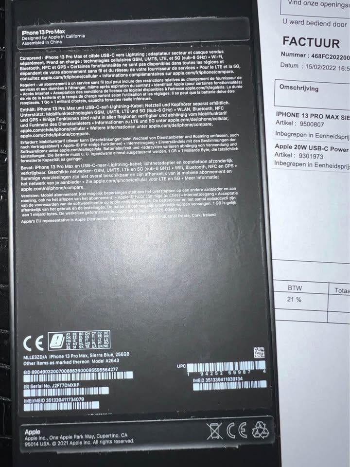 iphone 13 pro max, Telecommunicatie, 97 %, Blauw, IPhone 13, Zo goed als nieuw