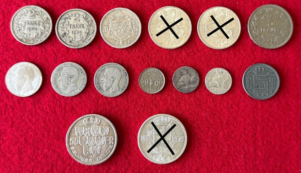 Anciennes Pièces de Monnaie Belges., Enlèvement ou Envoi