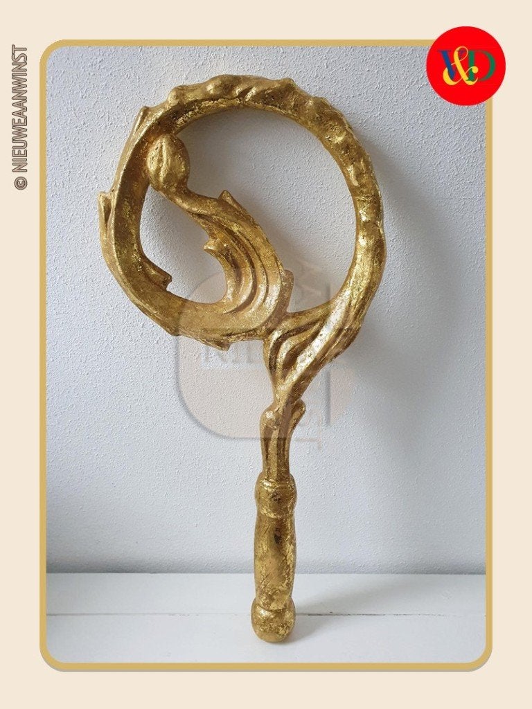 Nostalgische V&D etalage Sinterklaas staf - goudkleurig 60cm, Divers, Envoi, Comme neuf