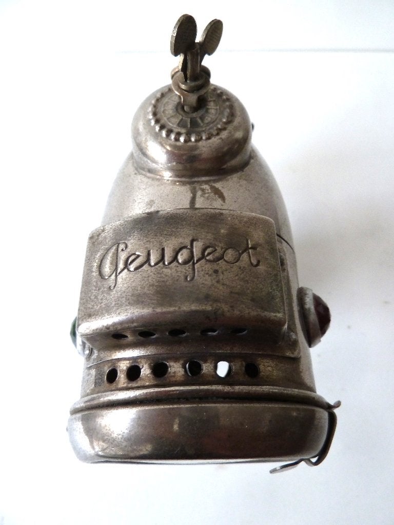antieke fiets PEUGEOT carbid lamp fietslamp oldtimer, Fietsen en Brommers, Ophalen of Verzenden