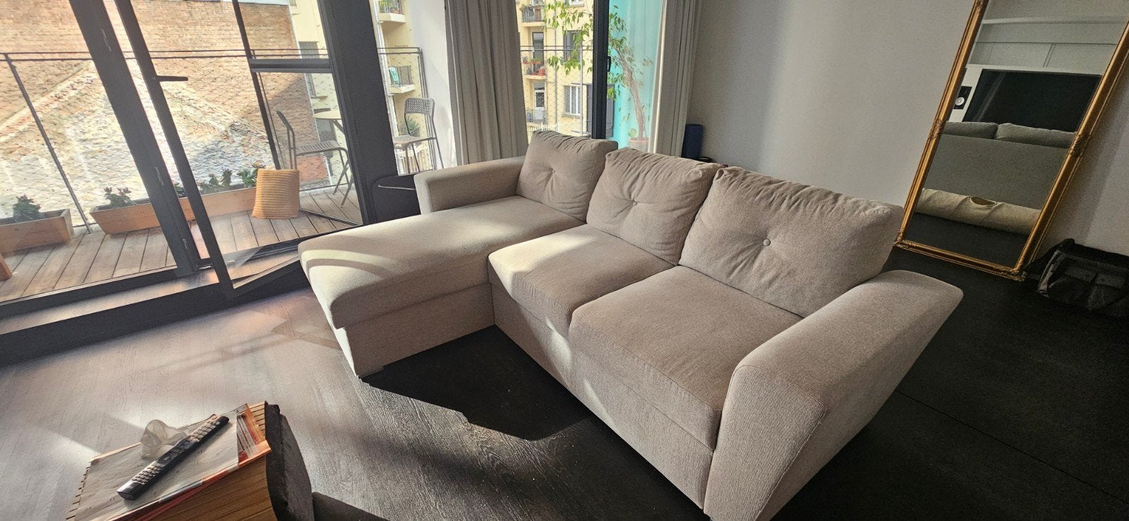 Canapé-lit en L avec rangement - Canapé-lit - 500€, Maison & Meubles, Enlèvement, Comme neuf, Modern