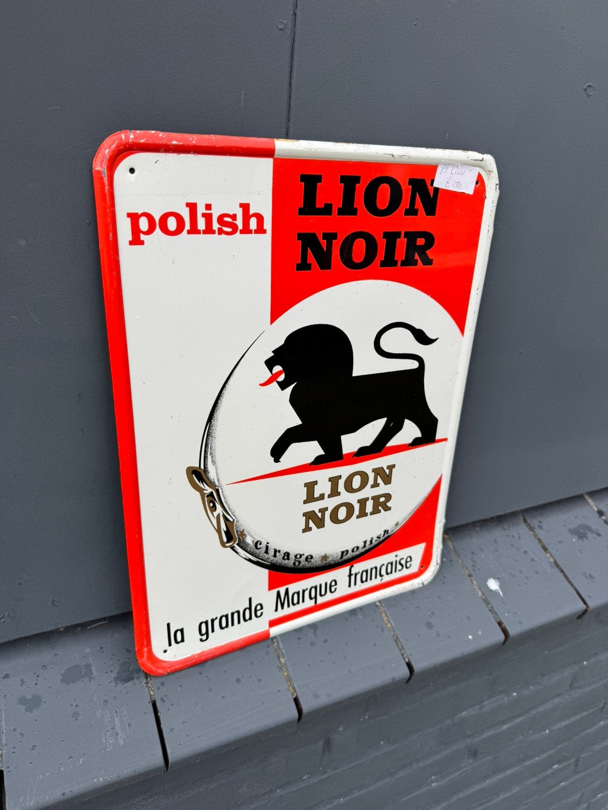 Lion Noir schoenpoets oud reclamebord, Ophalen of Verzenden, Gebruikt, Reclamebord