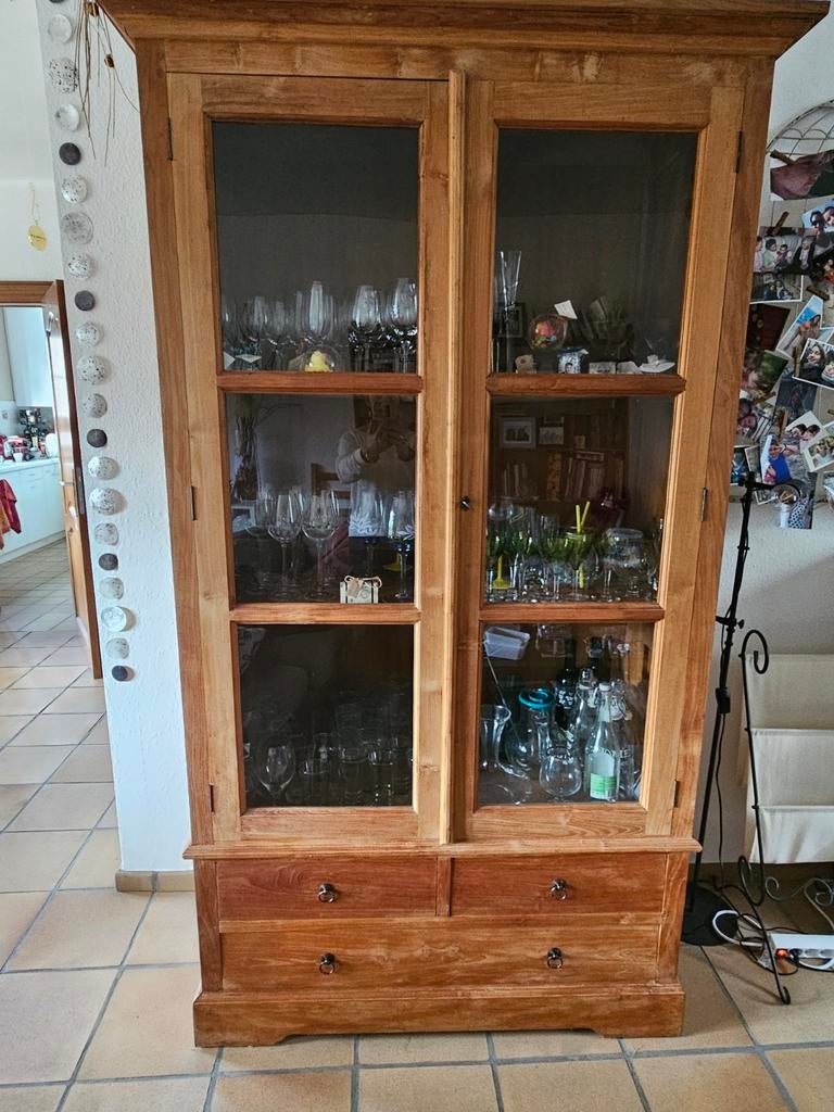 Vitrine teck massif, Enlèvement, Teck