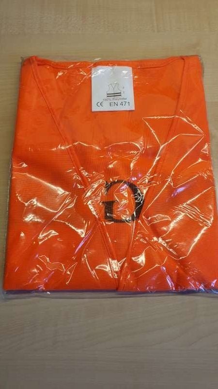 Nieuw oranje fluo hesje, 2x reflectie band, volwassen maat !, Fietsen en Brommers, Ophalen