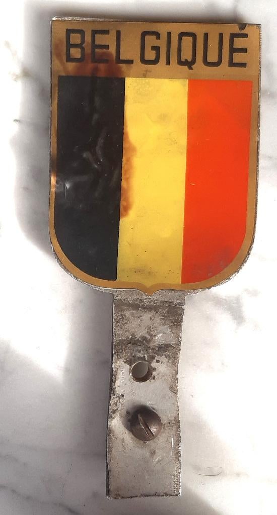 OUD VINTAGE LANDAANDUIDING AUTO METALEN PLAATJE Militaire?, Ophalen of Verzenden