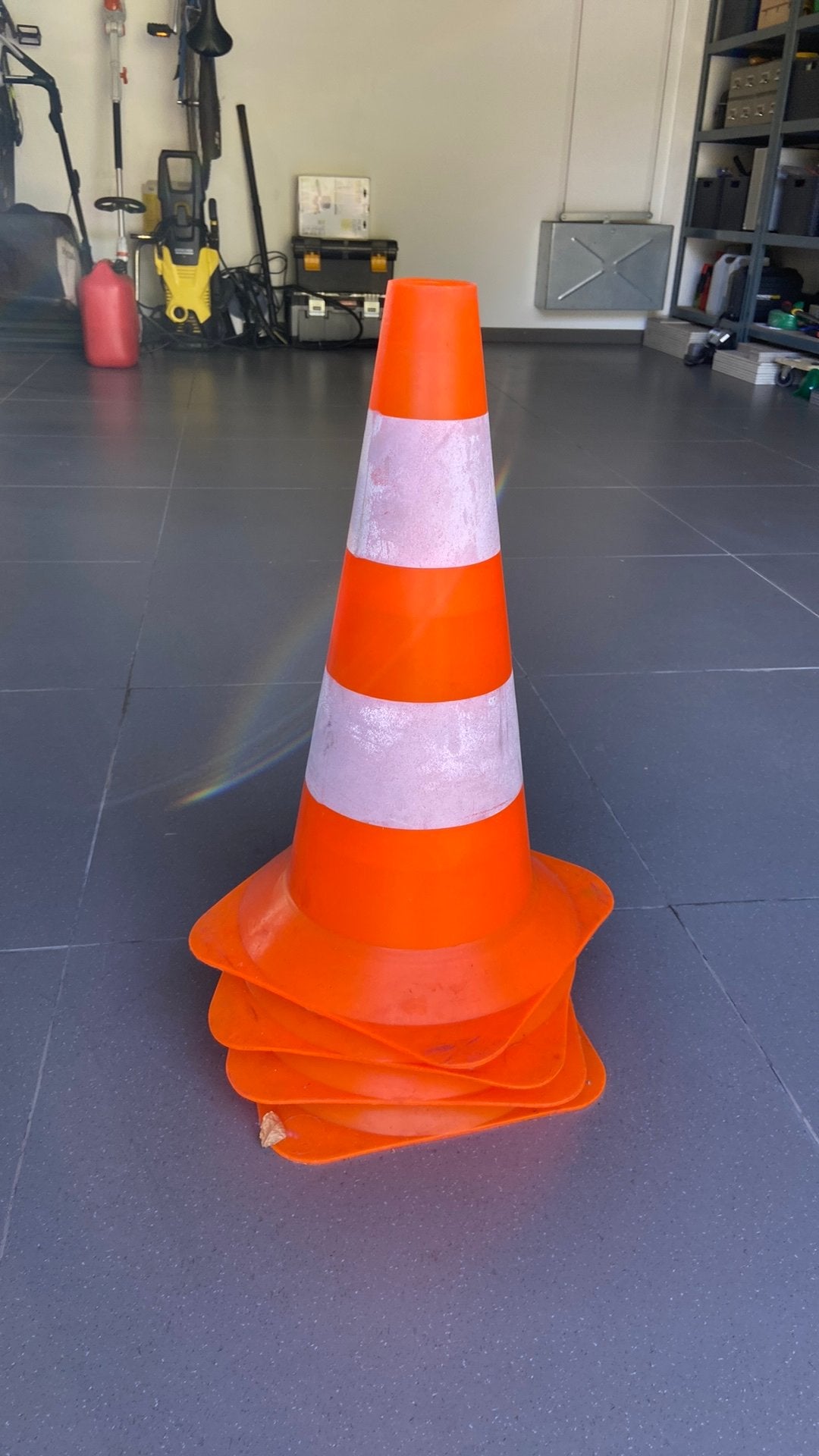 Lot de 4 cônes de signalisation de chantier orange et blanc, Enlèvement, Utilisé