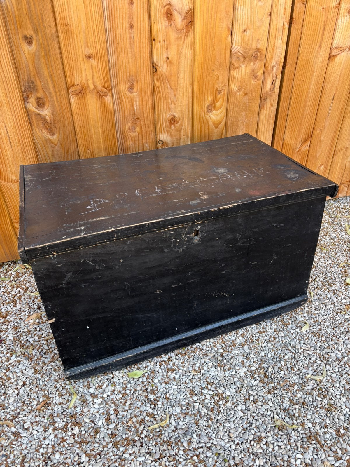 Zwarte houten kist, Huis en Inrichting, Woonaccessoires | Kisten, Ophalen, Minder dan 50 cm, Gebruikt, 50 tot 100 cm