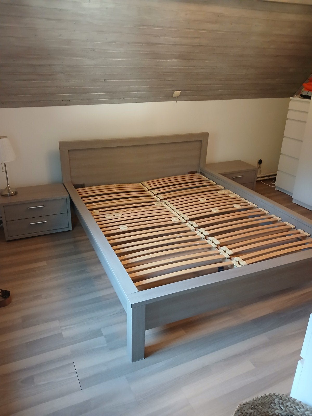 dubbel bed met twee lattenbodems., Huis en Inrichting, Ophalen, Tweepersoons, 200 cm, 160 cm