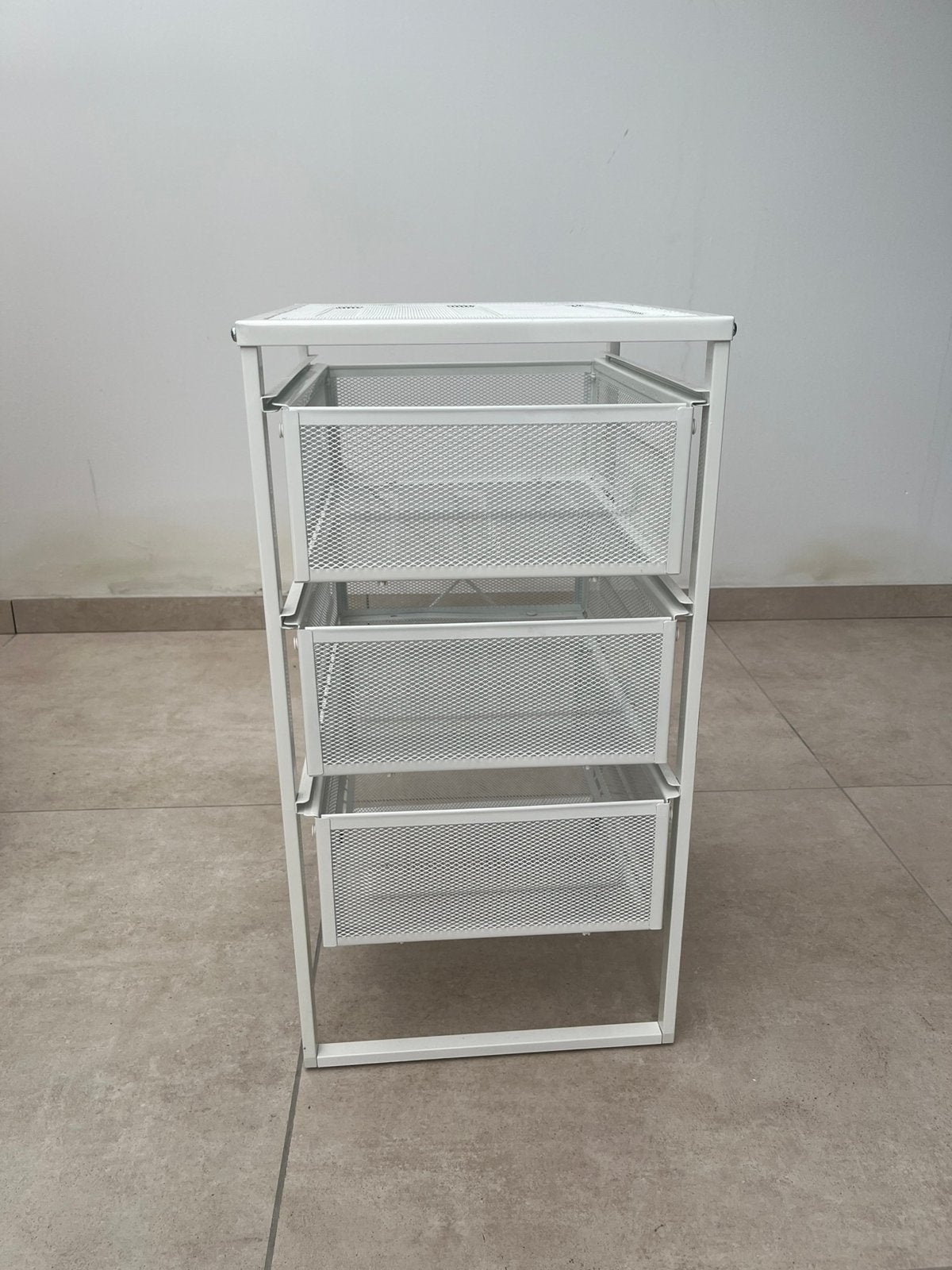 Witte metalen ladekast / opbergkast met 3 ruime lades, Huis en Inrichting, Ophalen, Minder dan 50 cm, Zo goed als nieuw, 3 of 4 laden