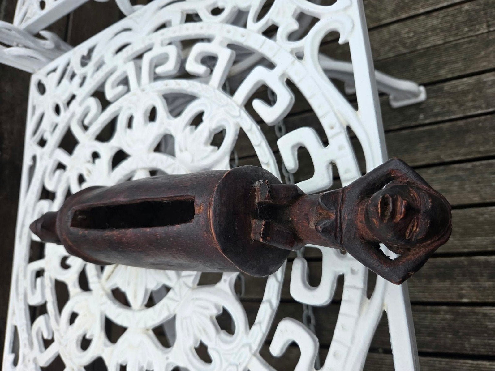 Instrument africain traditionnel en bois — Yaka Congo, Antiquités & Art, Enlèvement ou Envoi, Sculpture, Sculpté, Bois