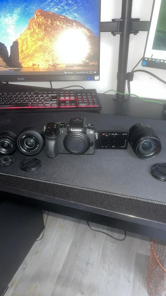 Panasoni Lumix G7 + objectifs + accessoires, Ophalen, Spiegelreflex, Zo goed als nieuw, Overige Merken