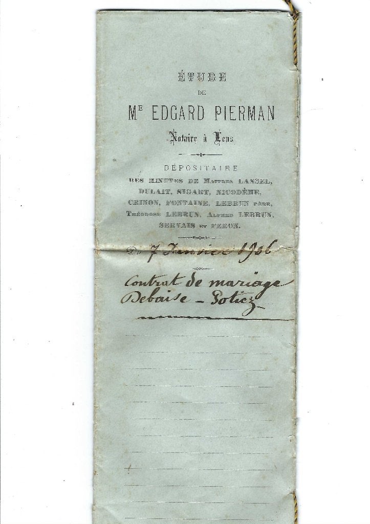 Ancien document notarié 1906, Envoi, Utilisé