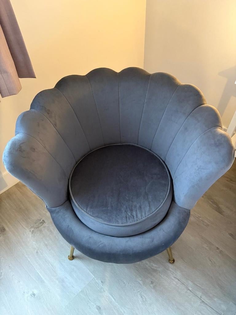 Grijs fluwelen zeteltje, Huis en Inrichting, Ophalen, Zo goed als nieuw, 75 tot 100 cm, 75 tot 100 cm