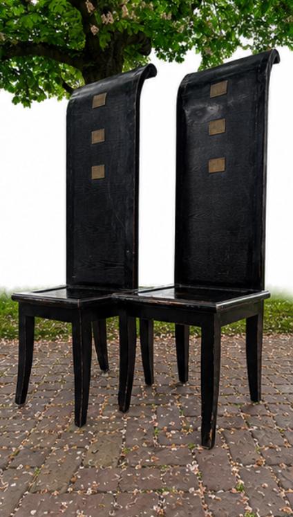 Post Modern Hall Chairs – Zwarte Elmwood Zhou Yi Stoelen set, Huis en Inrichting, Ophalen of Verzenden, Zwart