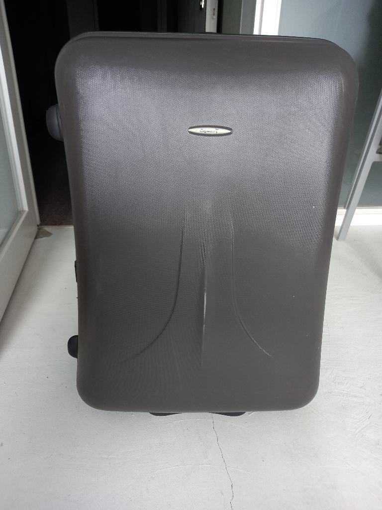valies, hard case, merk Claymore, donkergrijs, Hard kunststof, 45 tot 55 cm, Zo goed als nieuw, Wieltjes