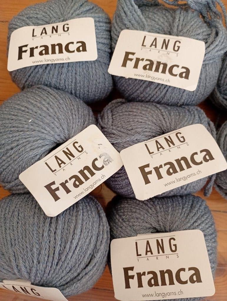Lang Yarns Franca grijsblauw merino wol 11x, Hobby en Vrije tijd, Ophalen of Verzenden, Nieuw, Breien of Haken, Wol of Garen