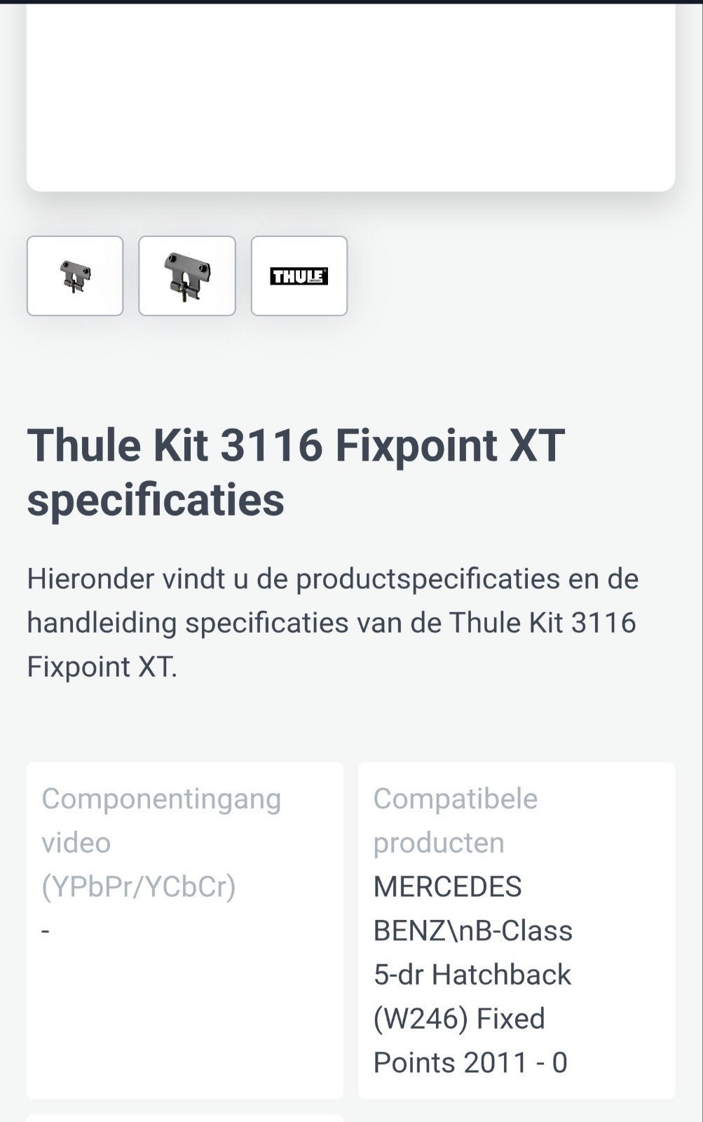 Thule Kit 3116, Ophalen