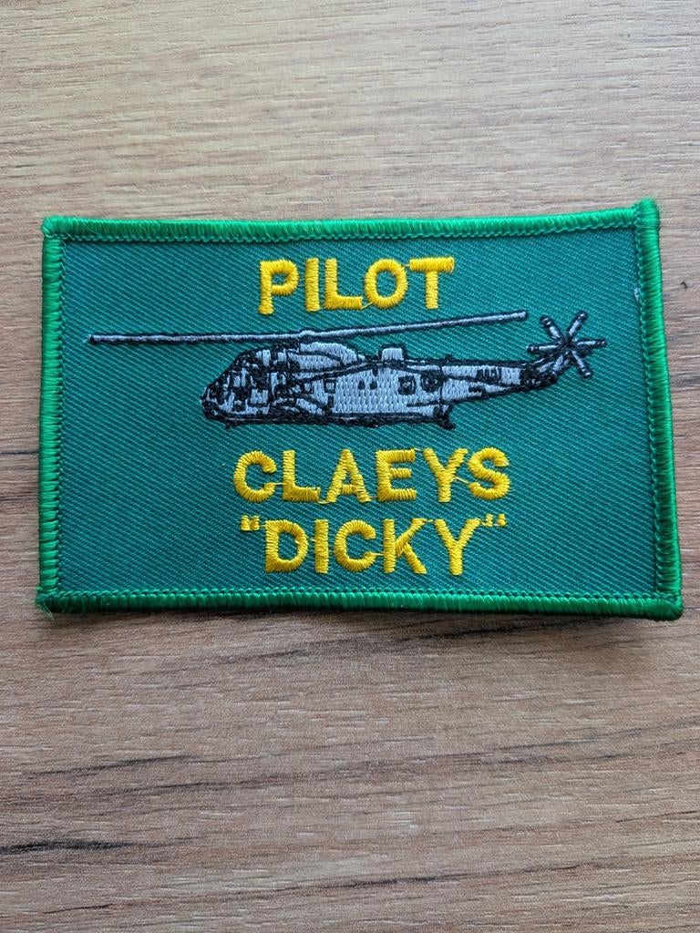 Originele patch van "Dicky" voormalige F16 en Seaking piloot, Ophalen