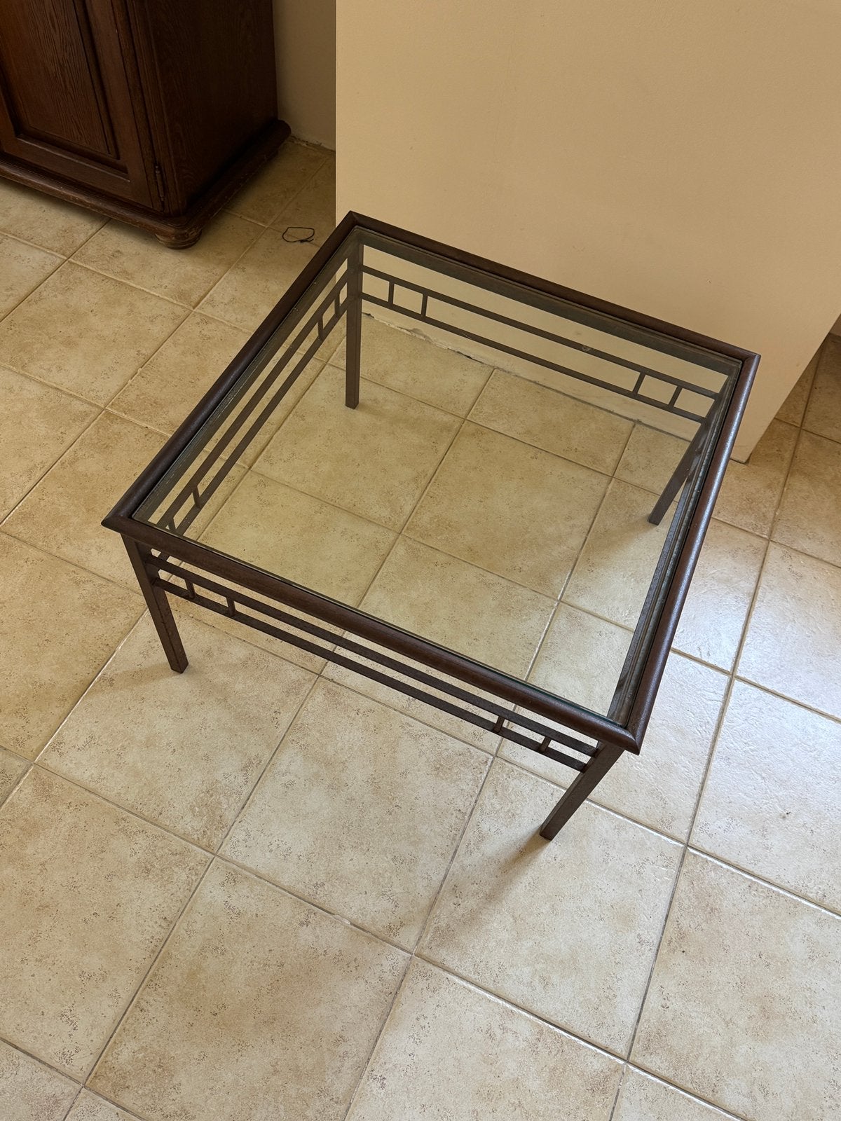 Tafel - metaal met glazen plaat, Enlèvement, Utilisé, Métal