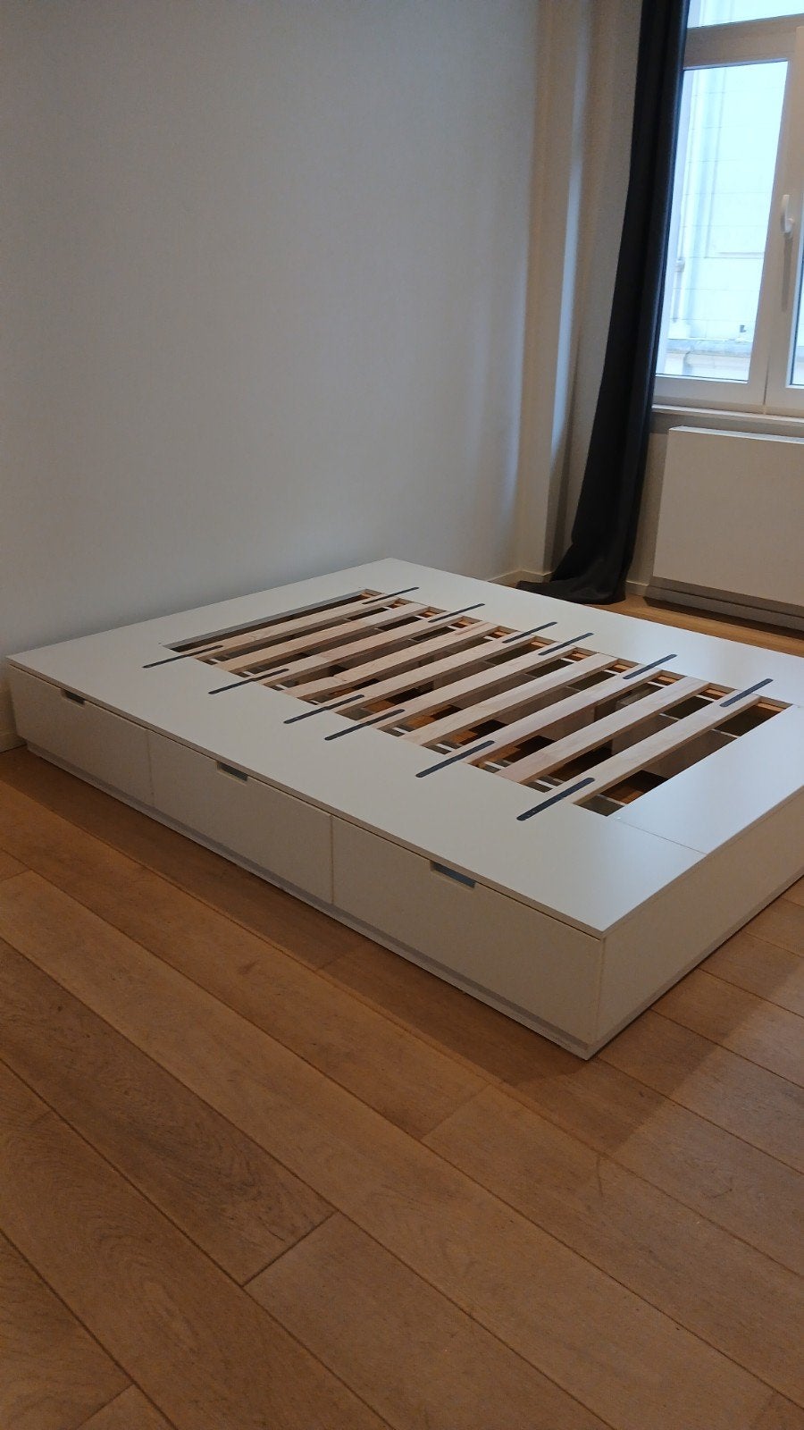 Lit Nordli 160x200 cm Ikea blanc 6 tiroirs, Enlèvement, Blanc, IKEA