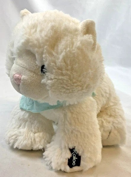 Kaloo Les Amis knuffel Pluche Wit Kat met Lichtblauwe Sjaal, Zo goed als nieuw, Kat, Met kleding of accessoire, Klein (minder dan 20 cm)