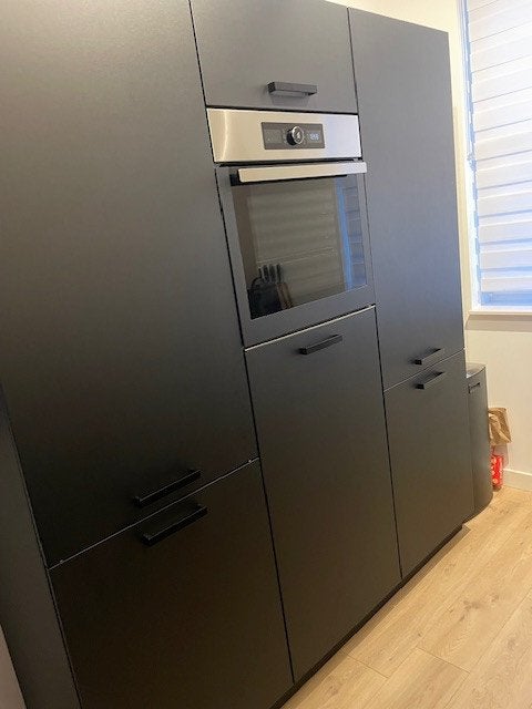 ⭐MATZWARTE KEUKEN MET KASTENWAND+APPARATUUR ⭐, Huis en Inrichting, Zwart, Hoekkeuken, Ophalen of Verzenden, Zo goed als nieuw