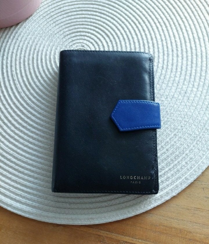 Blauwe leren portemonnee Longchamp, Handtassen en Accessoires, Gebruikt, Blauw, Leder, Ophalen