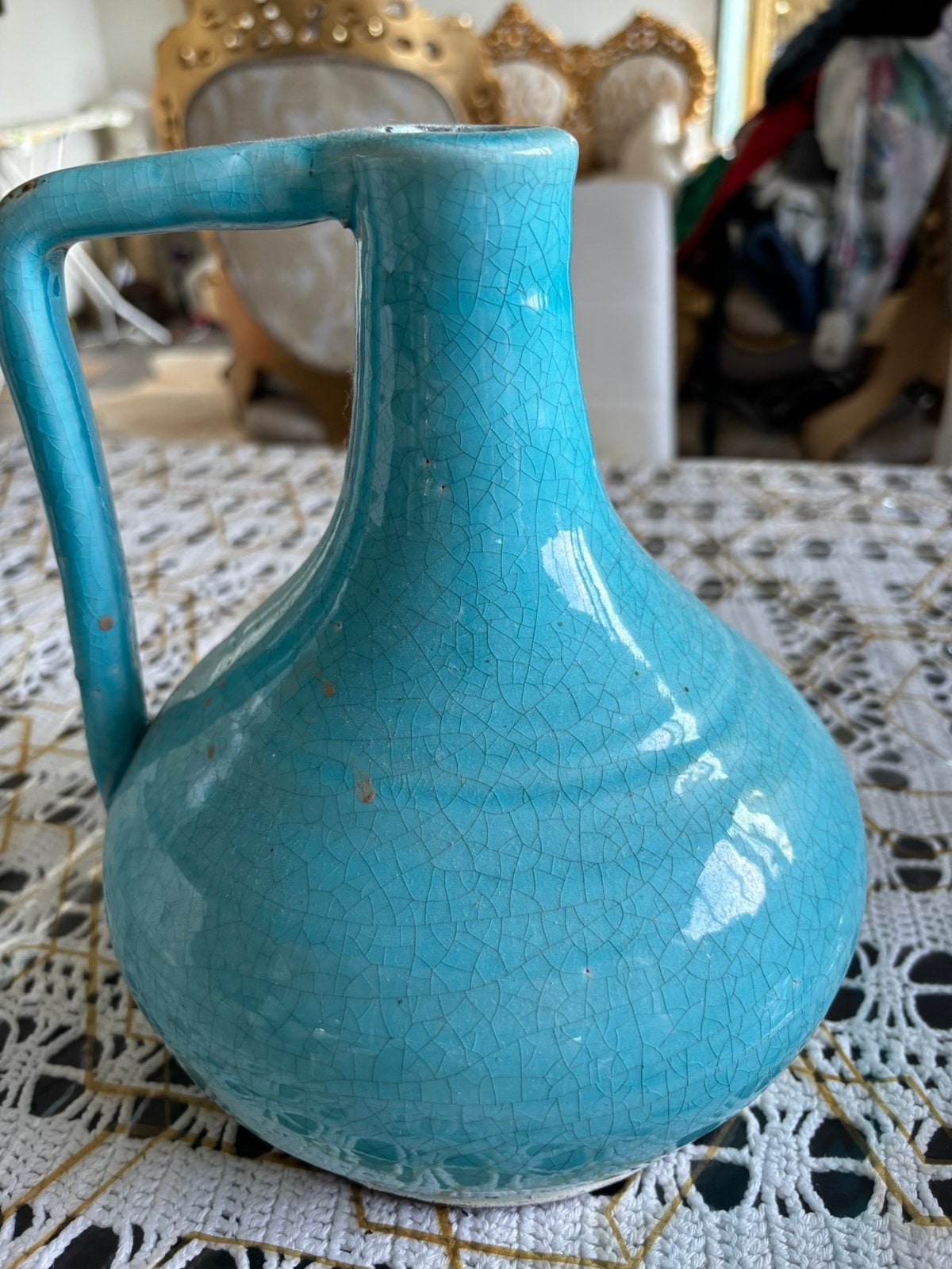 BL GL VASE BY SIGNED KERAMOS MOUNTED AS A TABLE LAMP, Huis en Inrichting, Ophalen of Verzenden, Zo goed als nieuw