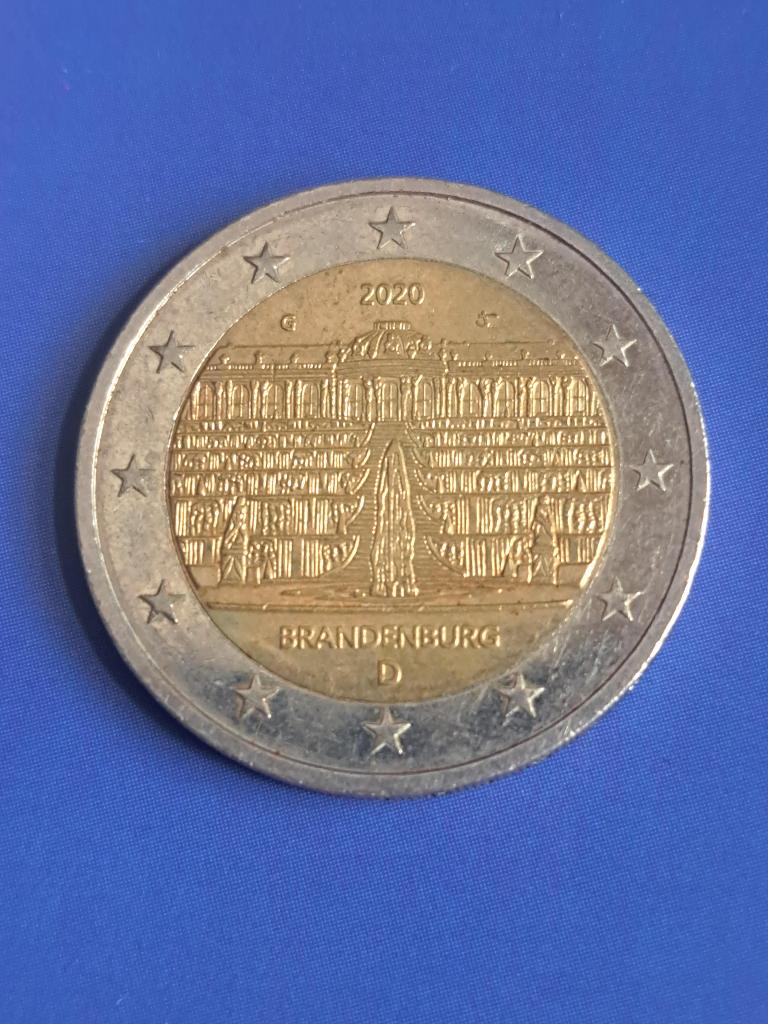 2020 G Allemagne 2 euros Brandebourg Karlsruhe, Envoi, Allemagne, 2 euros, Monnaie en vrac