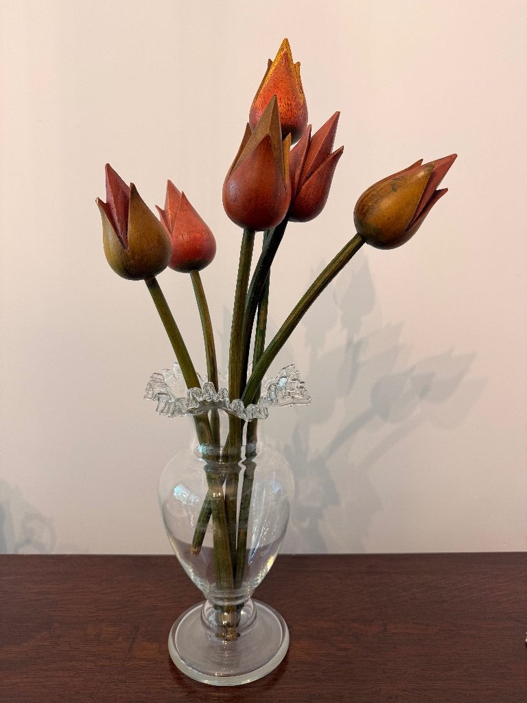 Houtsnijwerk tulpen in vaas, Ophalen, Binnen, Met pot of vaas, Overige typen