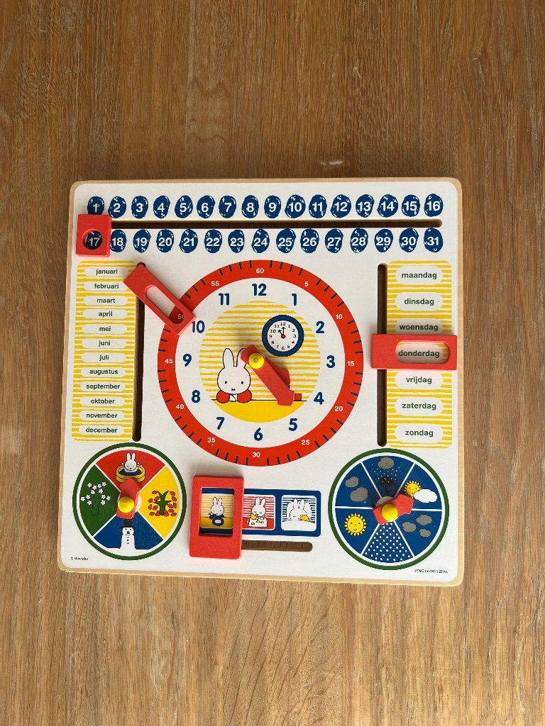 Nijntje Houten Kalenderklok / Leerklok, Kinderen en Baby's, Speelgoed | Educatief en Creatief, Ophalen