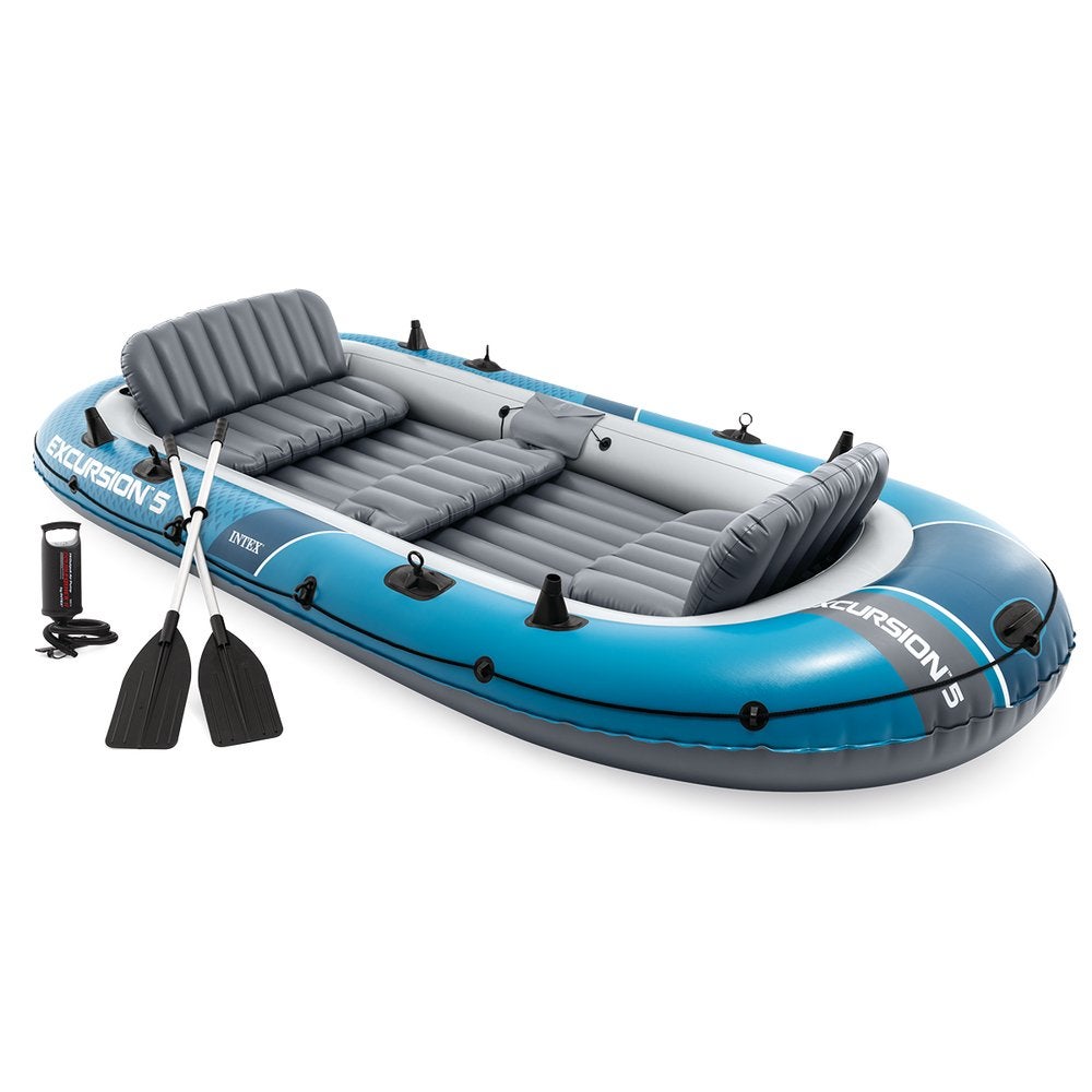 Bateau gonflable Excursion 5 Intex avec support moteur, Enlèvement, Comme neuf