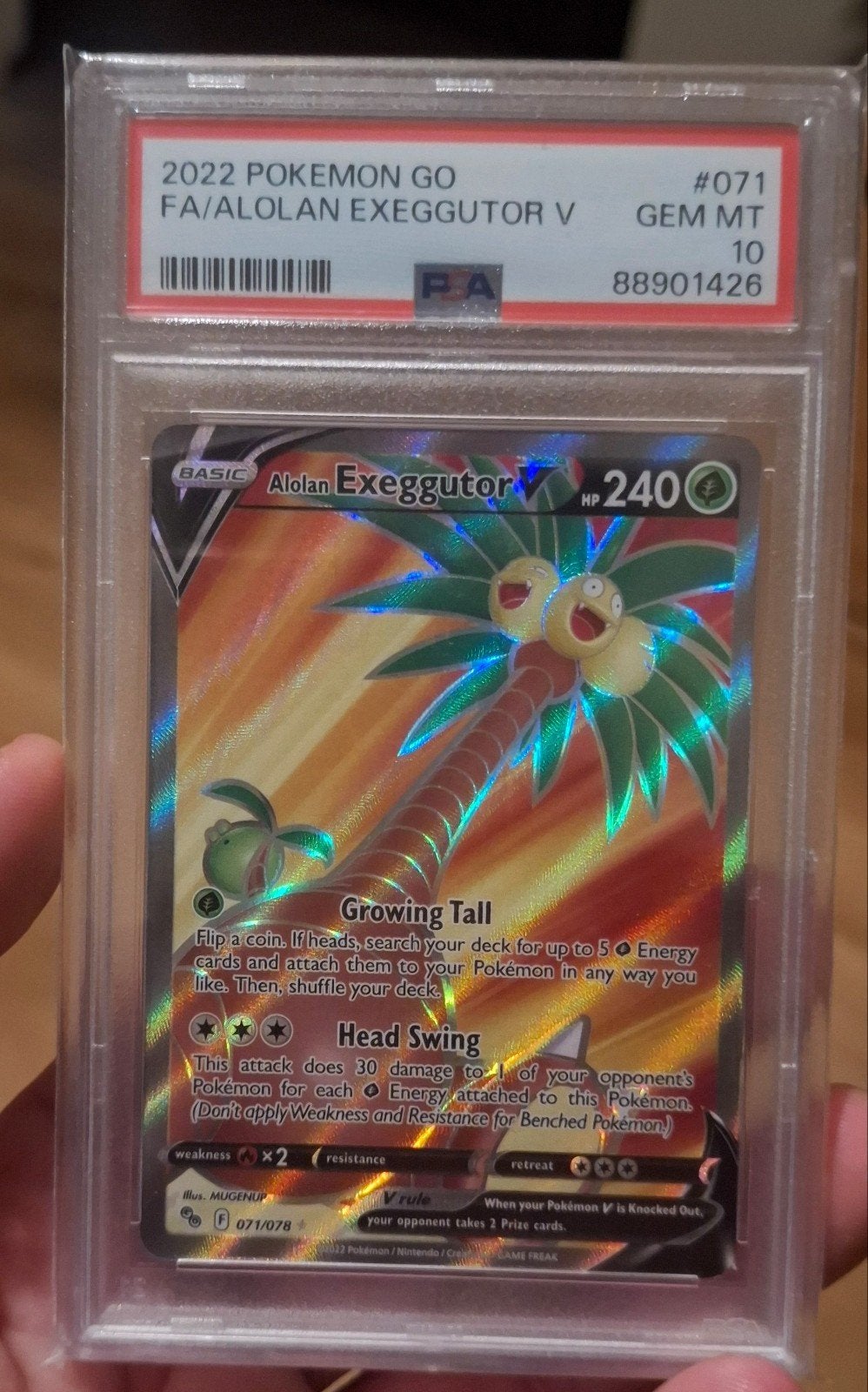 PSA 10 ALOLAN EXEGGUTOR V #71, Enlèvement ou Envoi, Neuf, Cartes en vrac, Foil