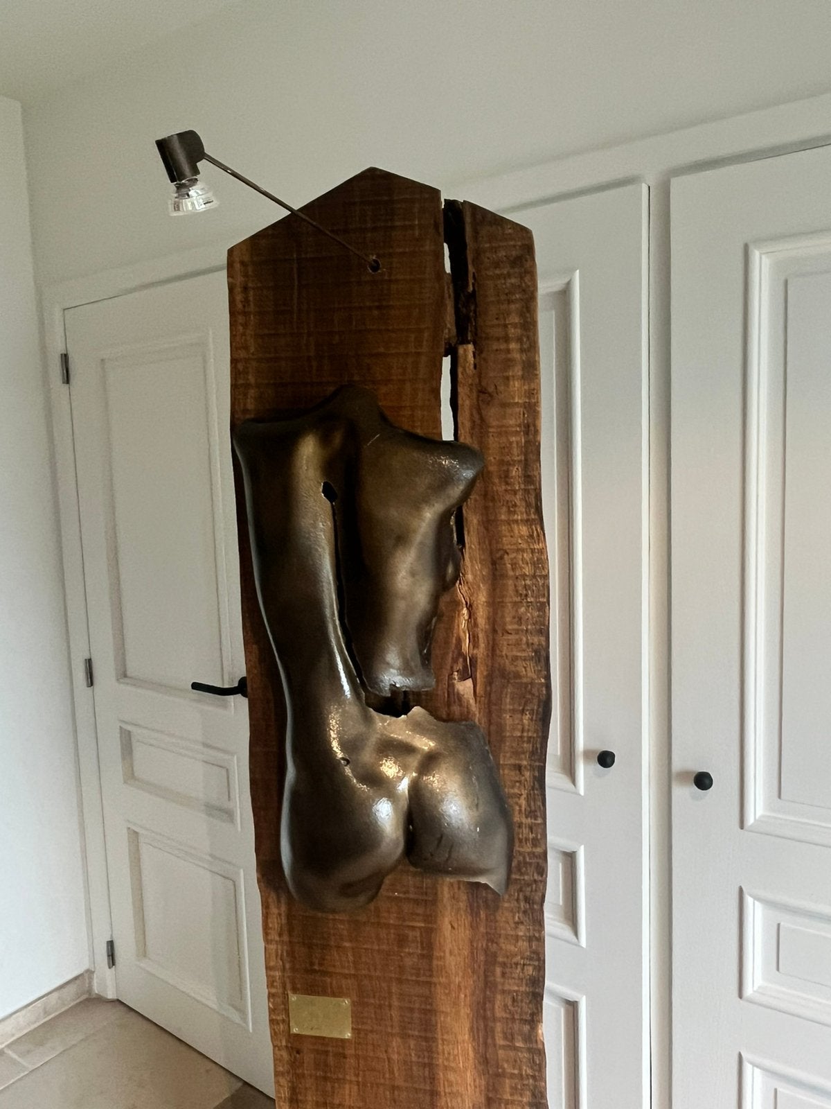 Sculpture design signée – 1m95 – pièce unique, Antiquités & Art, Enlèvement, Moderne, Bois