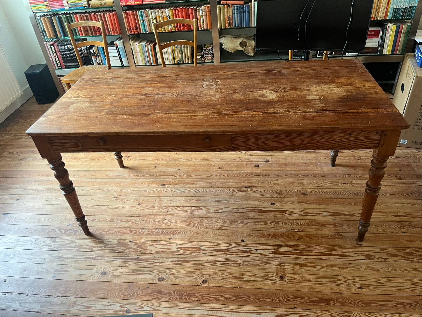 Kloostertafel, boerentafel, eettafel , pitch pine, grenen, Ophalen, Gebruikt, 50 tot 100 cm, Vijf personen of meer