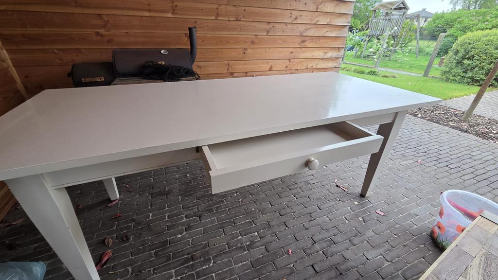 Houten eettafel - wit geschilderd, Huis en Inrichting, Ophalen