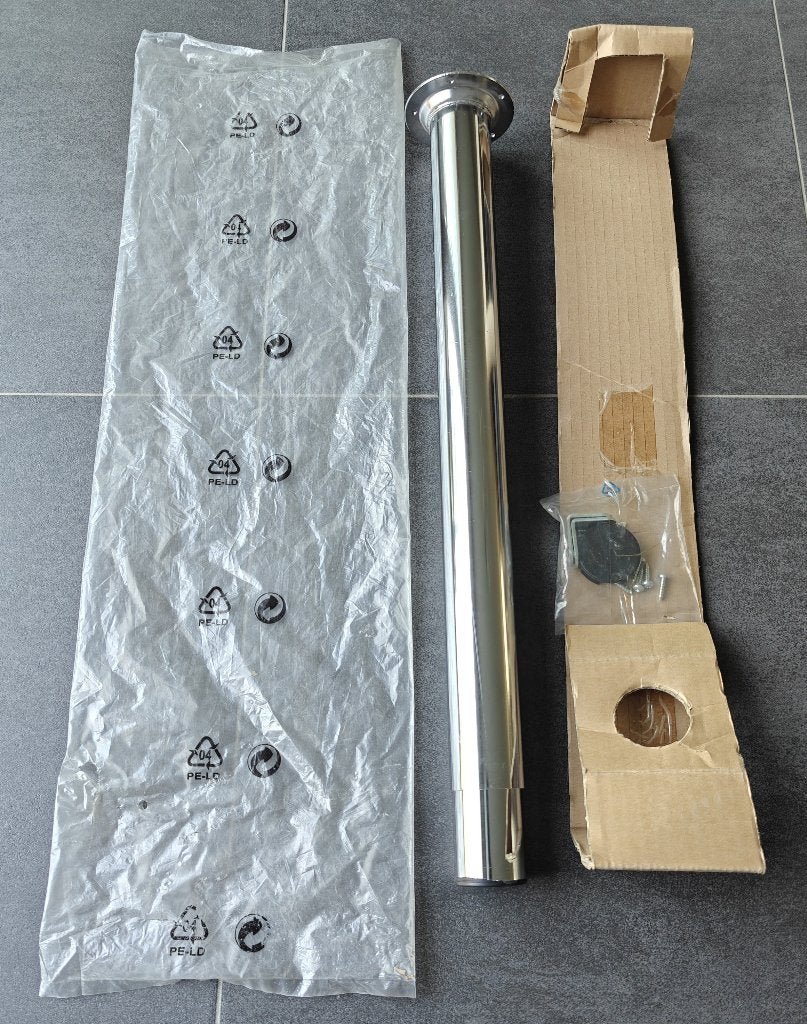 Nieuw: RVS zilver ontbijt-tafelbar verstelbaar steunpoot, Ophalen, Tafelpoot, Minder dan 50 cm, 100 tot 150 cm