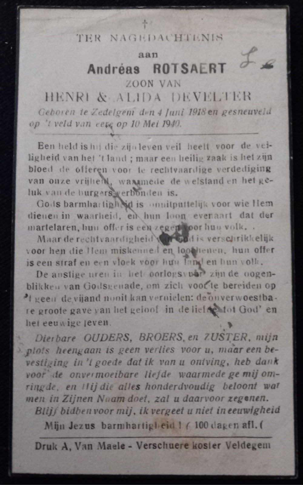 Bidprent WO2, Verzamelen, Ophalen of Verzenden