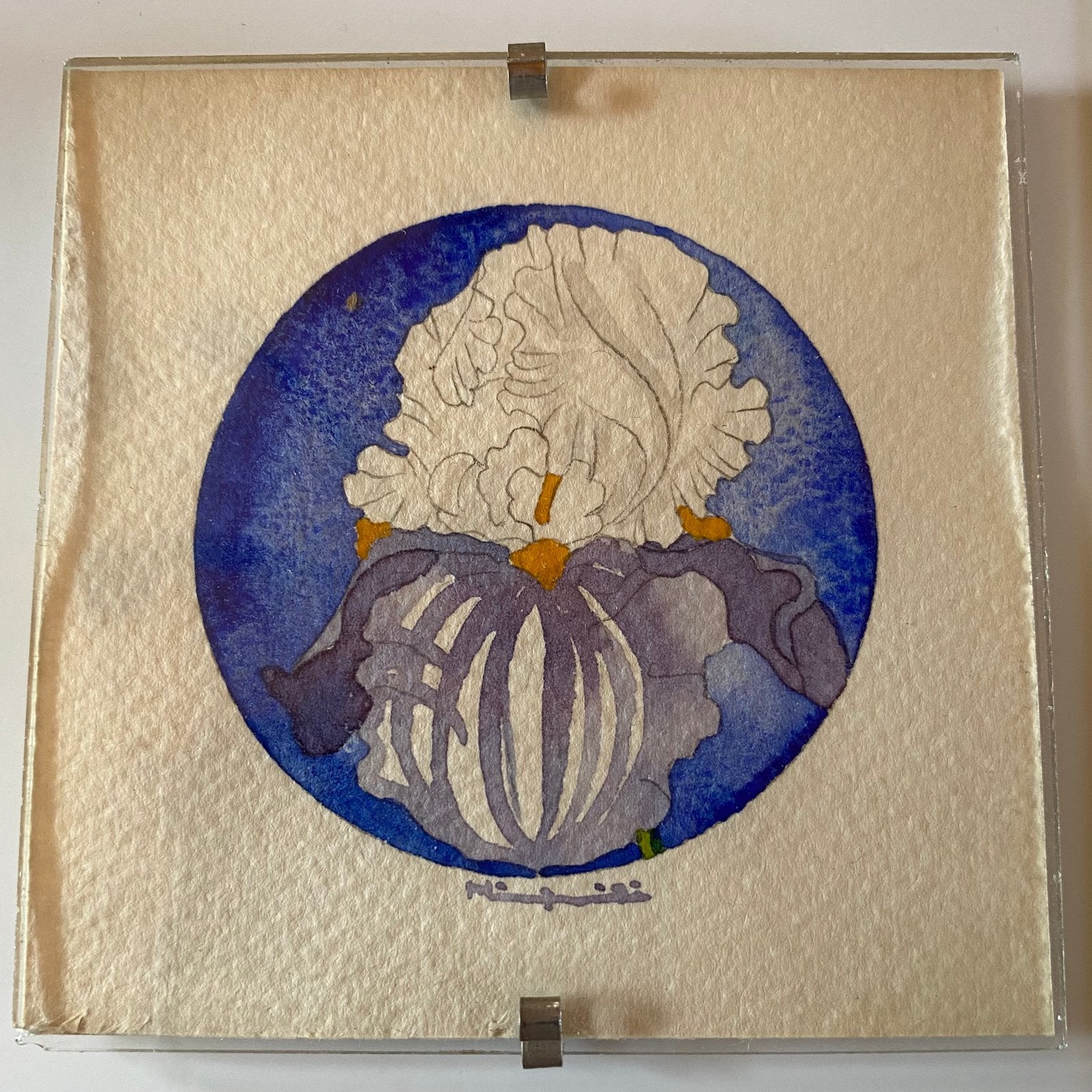 Lot de 4 mini aquarelles botaniques - Style Art Nouveau, Enlèvement