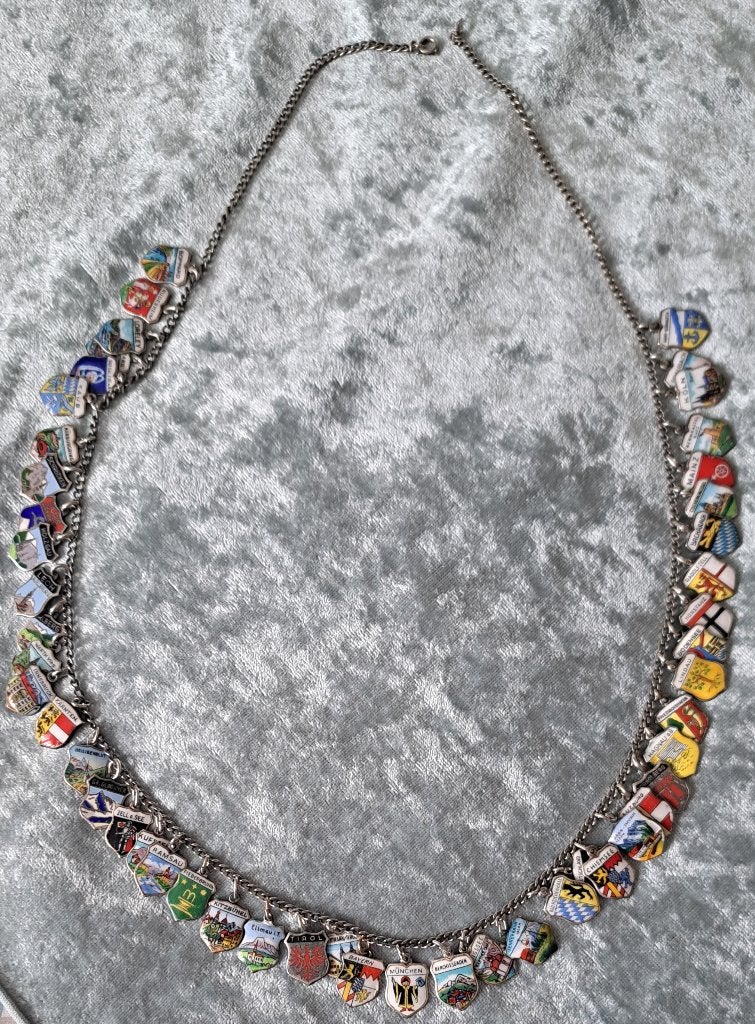 49 Vintage 800,835,900,925 zilveren emaille bedelketting, Ophalen of Verzenden, Zilver
