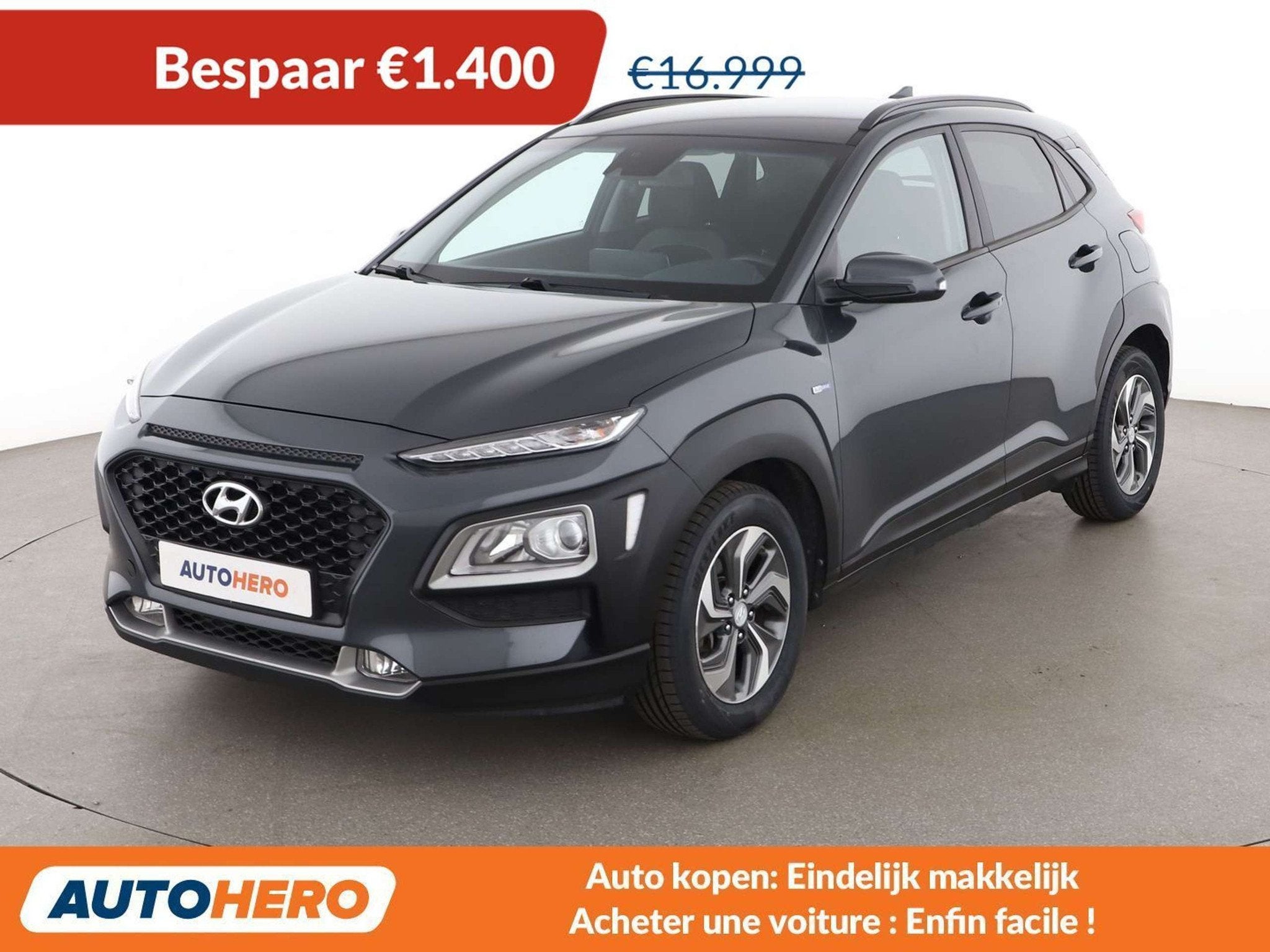 Hyundai KONA 1.6 Hybrid Style 2WD (automatique), Autos, Hyundai, Argent ou Gris, Achat, Euro 6, Noir