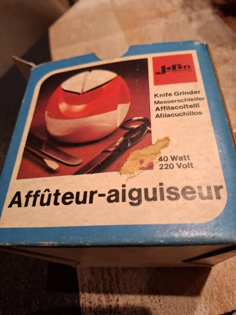 vintage messenslijper, Huis en Inrichting, Keuken | Keukenbenodigdheden, Ophalen, Gebruikt, Kunststof, Oranje