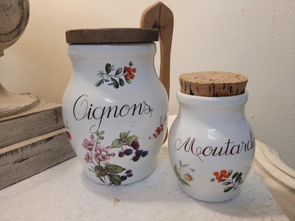 Pot moutarde et pot oignons procelaine Révol France, Antiquités & Art, Antiquités | Céramique & Poterie, Enlèvement ou Envoi