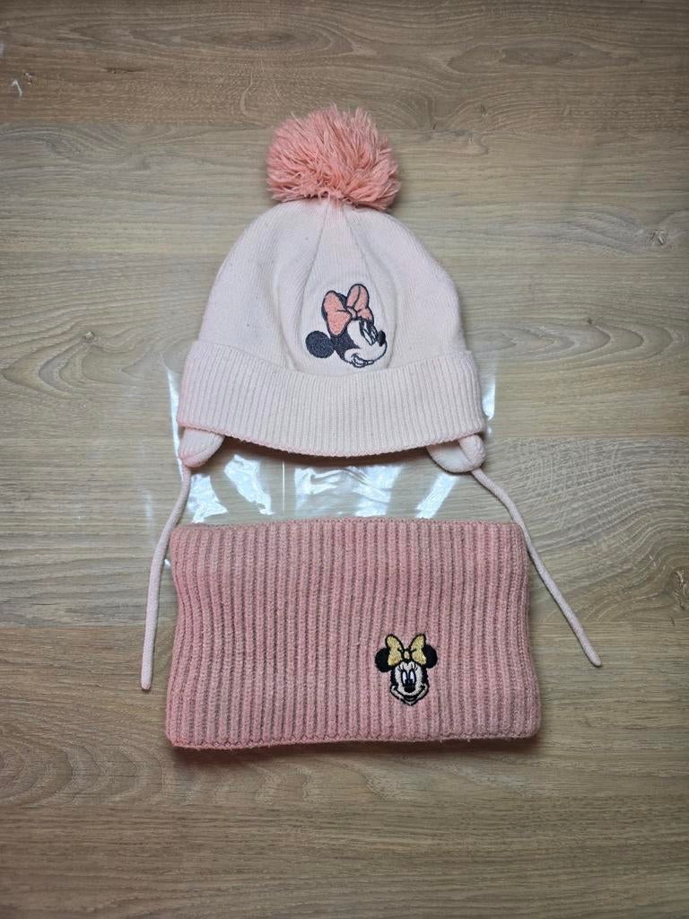 Lot bonnet + snood Minnie Mouse Disney Baby – Taille 9-12, Enlèvement ou Envoi, Ensemble, Fille, Utilisé