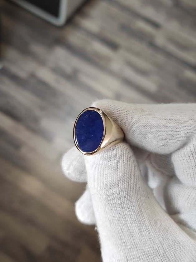 Bague chevaliere or massif 14k lapis lazuli, Bijoux, Sacs & Beauté, Bagues, Utilisé, Femme ou Homme, 18 à 19, Or, Or, Avec pierre précieuse