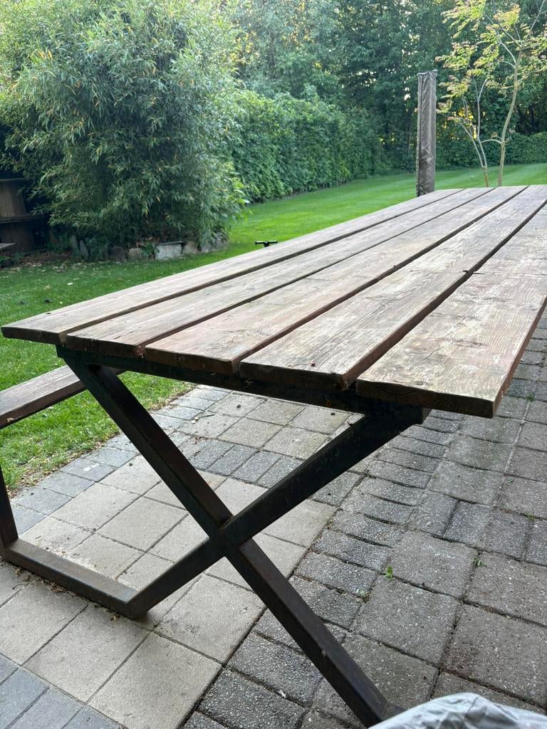 Grote picknicktafel voor 14 personen., Tuin en Terras, Picknicktafels, Ophalen, Zo goed als nieuw, Hout
