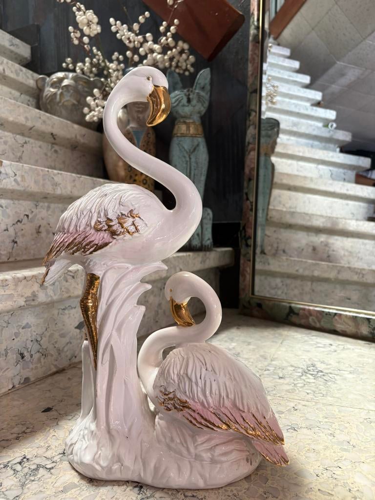 BASSANO vintage porseleinen flamingo’s beeld, Ophalen of Verzenden