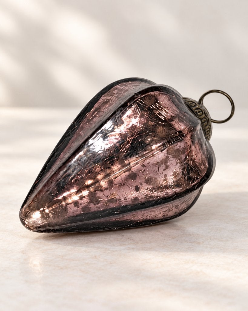 Kerstboomversiering – Glazen kersthanger oudroze/mauve 13 cm, Ophalen of Verzenden, Zo goed als nieuw