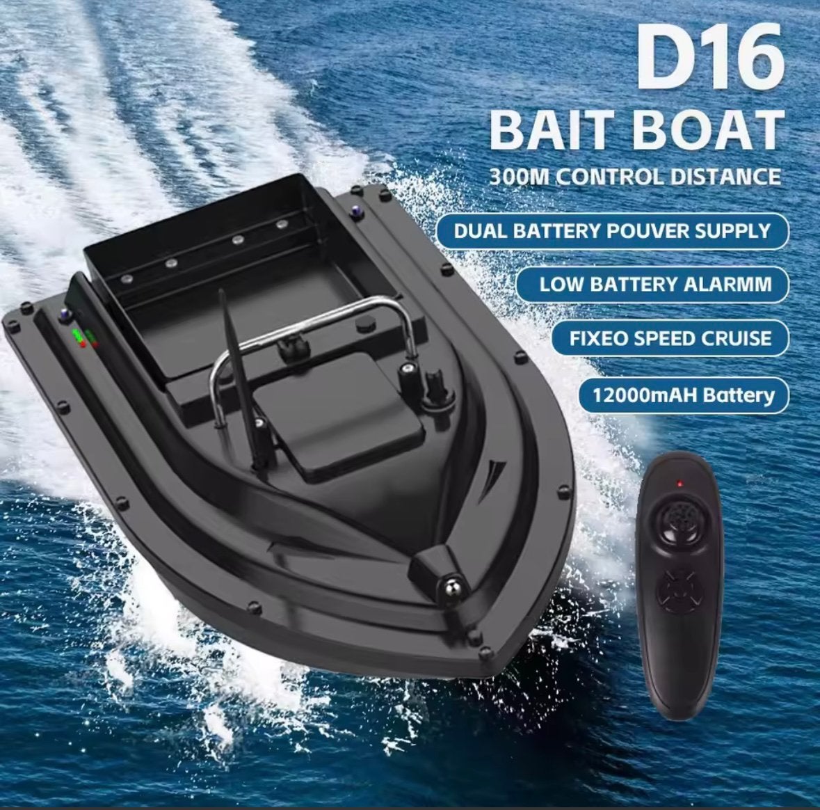 Bateau Amorceur RC 300 m – Batterie 12 000 mAh – Neuf, Enlèvement ou Envoi, Neuf